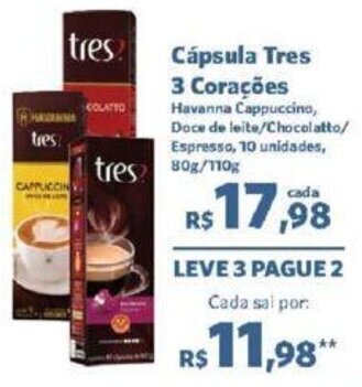 Sam's Club Cápsula Tres 3 Corações oferta