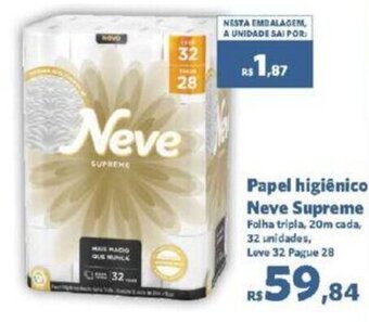 Sam's Club Papel higiênico Neve Supreme Folha tripla, 20m cada, 32 unidades, Love 32 Pague 28 oferta