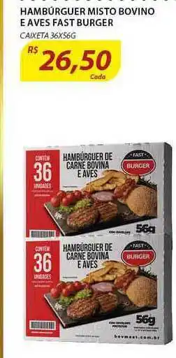 Assaí Atacadista Hamburguer Misto Bovino E Aves Fast Burger 36 x 56g oferta