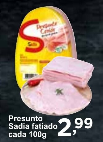 Rossi Supermercado Presunto Sadia fatiado cada 100g oferta