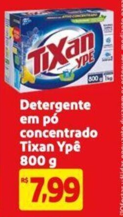 Extra Supermercado Detergente em pó concentrado Tixan Ypê 800 g oferta