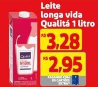 Extra Supermercado Leite longa vida Qualitá 1 litro oferta