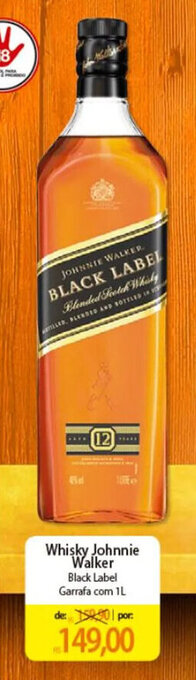 Atacadão Whisky Johnnie Walker Black Label Garrafa com 1L oferta