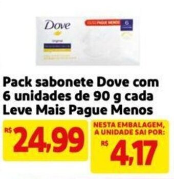 Extra Supermercado Pack sabonete Dove com 6 unidades de 90 g cada Leve Mais Pague Menos oferta