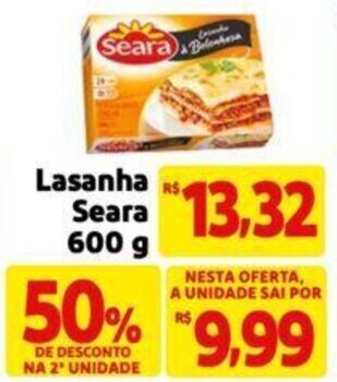 Extra Supermercado Lasanha Seara 600g oferta