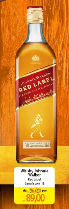 Atacadão Whisky Johnnie Walker Red Label Garrafa com 1L oferta