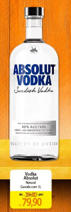 Vodka Absolut Natural Garrafa com 1L