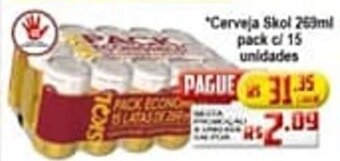 Ricoy Supermercados Cerveja Skol 269ml pack c/ 15 unidades oferta