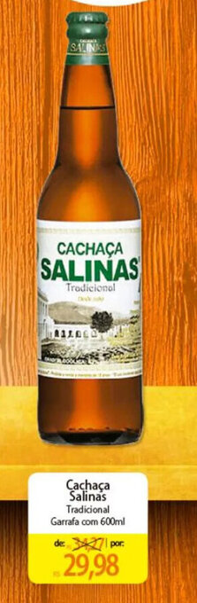Cachaça Salinas Tradicional Garrafa com 600ml