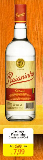 Atacadão Cachaça Praianinha Garrafa com 970ml oferta