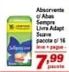 Absorvente c/ Abas Sempre Livre Adapt Suave pacote c/16