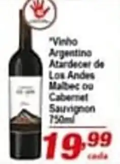 Ricoy Supermercados Vinho Argentino Atardecer De Los Andes Malbec ou Cabernet Sauvignon 750ml oferta