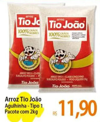 Atacadão Arroz Tio João Agulhinha-Tipo 1 Pacote com 2kg oferta