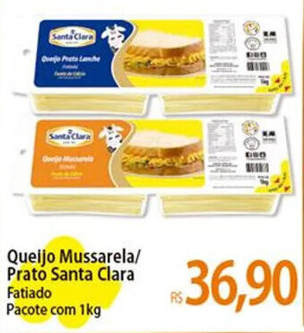 Atacadão Queijo Mussarela/ Prato Santa Clara Fatiado Pacote com 1kg oferta