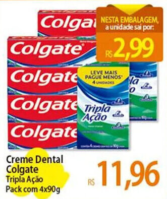 Atacadão Creme Dental Colgate Tripla Ação Pack com 4x90g oferta