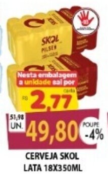 CERVEJA SKOL LATA 18X350ML