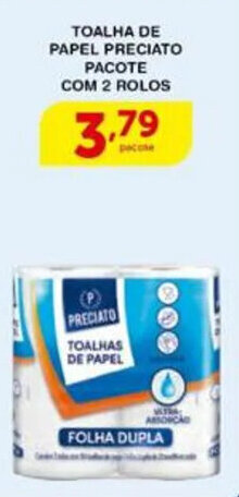Roldão TOALHA DE PAPEL PRECIATO PACOTE COM 2 ROLOS oferta