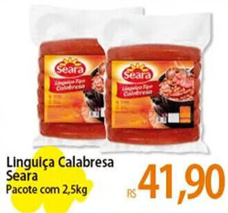 Atacadão Linguiça Calabresa Seara Pacote com 2,5kg oferta