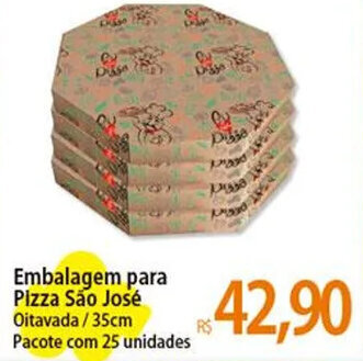 Embalagem para Pizza São José Oitavada/35cm Pacote com 25 unidades