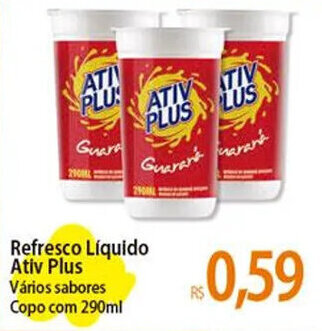 Atacadão Refresco Líquido Ativ Plus Vários sabores Copo com 290ml oferta