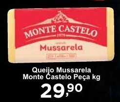 Rossi Supermercado Queijo Mussarela Monte Castelo Peça kg oferta