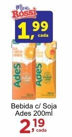 Rossi Supermercado Bebida c/ Soja Ades 200ml oferta