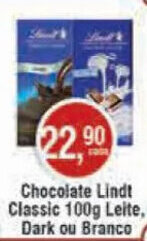 Royal Supermercados Chocolate Lindt Classic 100g leite. Dark ou Branco oferta