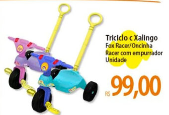 Triciclo c Xalingo Fox Racer/Oncinha Racer com empurrador Unidade