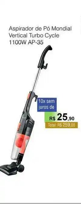 Copercana Aspiratdor De Pó Mondial Vertical Turbo Cycle 1100w Ap-35 oferta