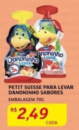 PETIT SUISSE PARA LEVAR DANONINHO SABORES EMBALAGEM 70G