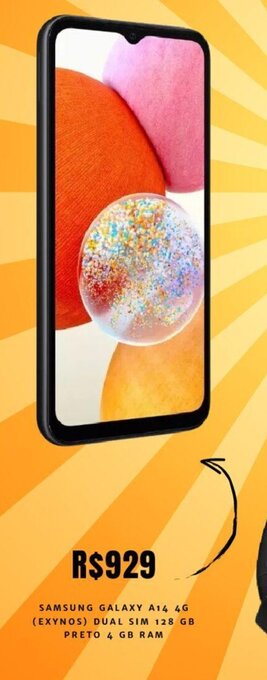 SAMSUNG GALAXY A14 4G (EXYNOS) DUAL SIM 128 GB PRETO 4 GB RAM