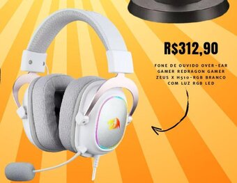FONE DE OUVIDO OVER-EAR GAMER REDRAGON GAMER ZEUS X H510-RGB BRANCO COM LUZ RGB LED