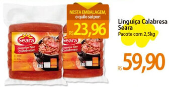 Atacadão Linguiça Calabresa Seara Pacote com 2,5kg oferta