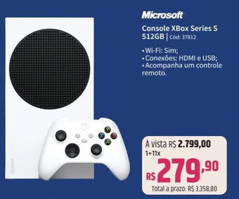 Microsoft Console XBox Series S 512GB Cód: 37812