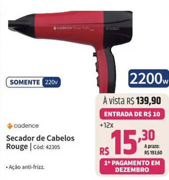 Deltasul Cadence Secador de Cabelos Rouge | Cód: 42305 oferta