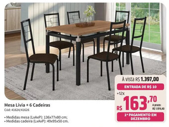 Deltasul Mesa Livia +6 Cadeiras oferta