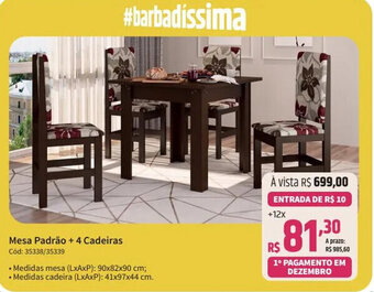 Deltasul Mesa Padrão + 4 Cadeiras oferta
