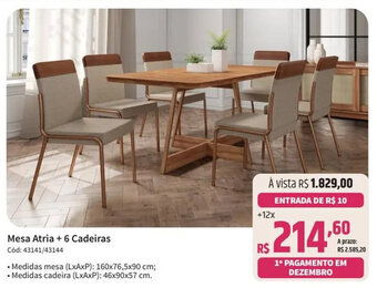 Deltasul Mesa Atria + 6 Cadeiras oferta