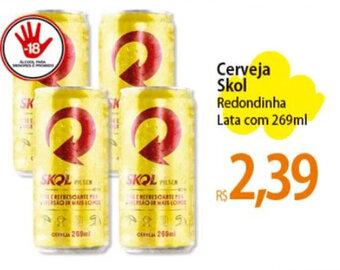 Atacadão Cerveja Skol Redondinha Lata com 269ml oferta