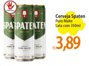 Atacadão Cerveja Spaten Puro Malte Lata com 350ml oferta