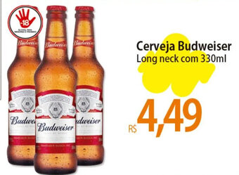 Atacadão Cerveja Budweiser Long neck com 330ml oferta