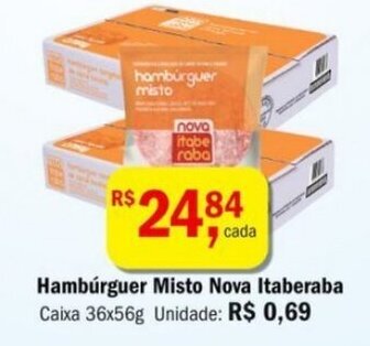 Hambúrguer Misto Nova Itaberaba Caixa 36x56g