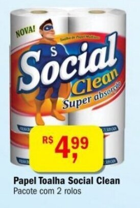 Ultrabox Papel Toalha Social Clean Pacote com 2 rolos oferta