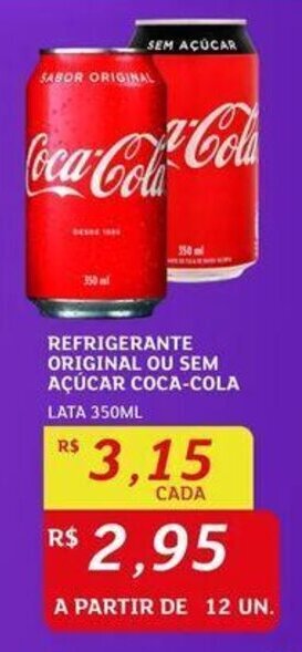 Assaí Atacadista REFRIGERANTE ORIGINAL OU SEM AÇUCAR COCA-COLA LATA 350ML f oferta