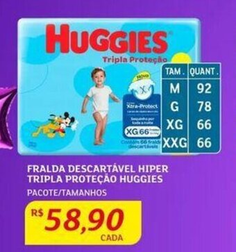 Assaí Atacadista FRALDA DESCARTÁVEL HIPER TRIPLA PROTEÇÃO HUGGIES oferta