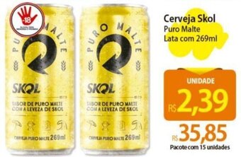 Atacadão Cerveja Skol Puro Malte Lata com 269ml oferta