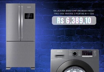 Submarino GELADEIRA BRASTEMP BRO85AK FROST FREE SIDE INVERSE 3 PORTAS A+++ 554 oferta