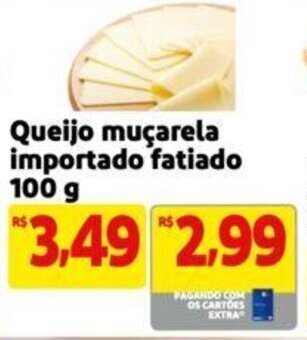 Extra Supermercado Queijo muçarela importado fatiado 100 g oferta