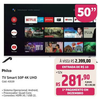 Deltasul Philco TV Smart 50P 4K UHD Cód:43539 oferta
