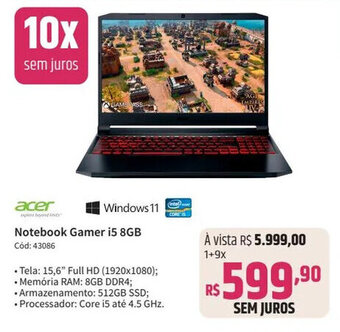 Deltasul Acer Notebook Gamer i5 8GB oferta